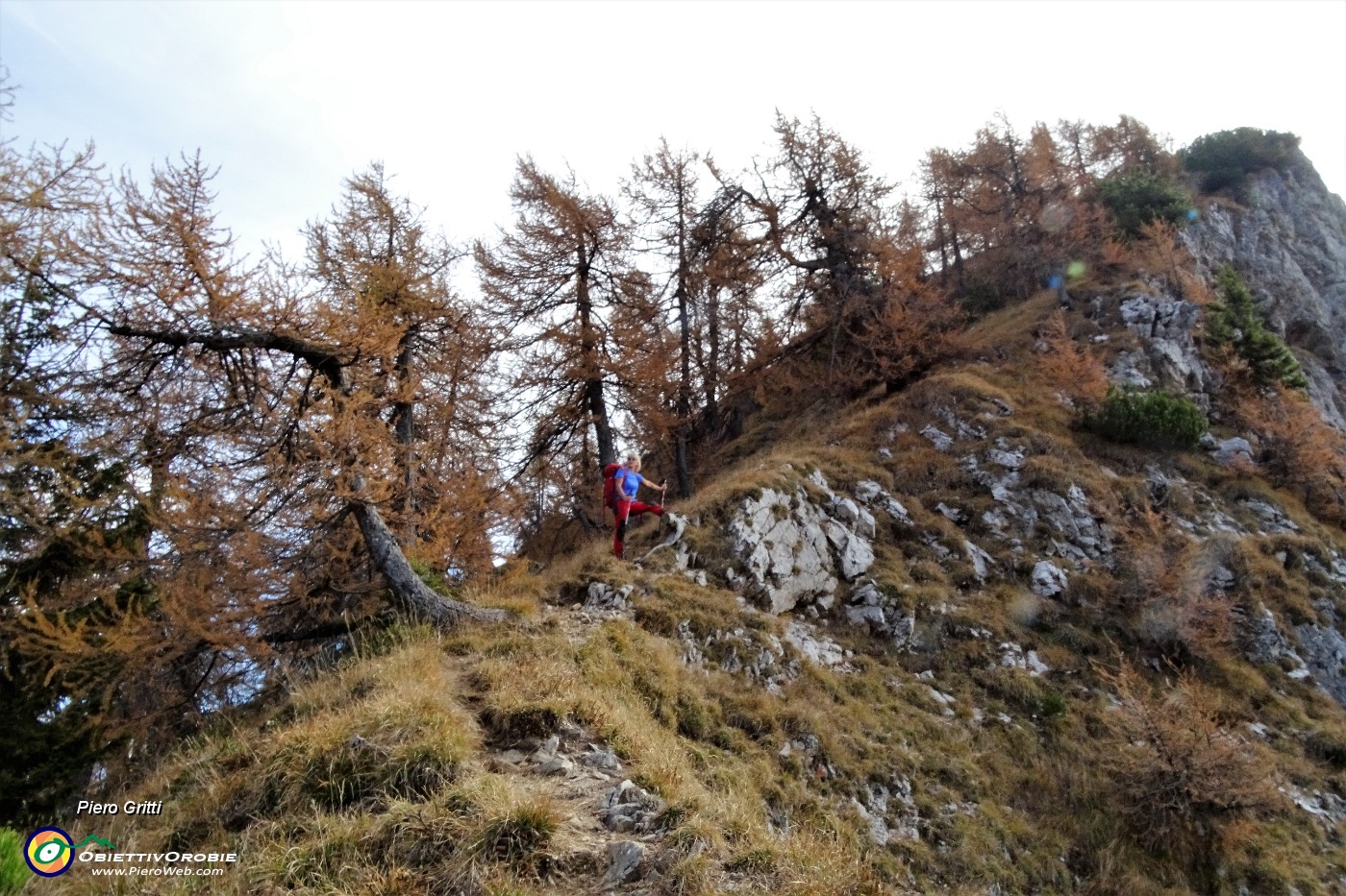 56 Saliamo per ripida traccia al Pizzo Badile.JPG